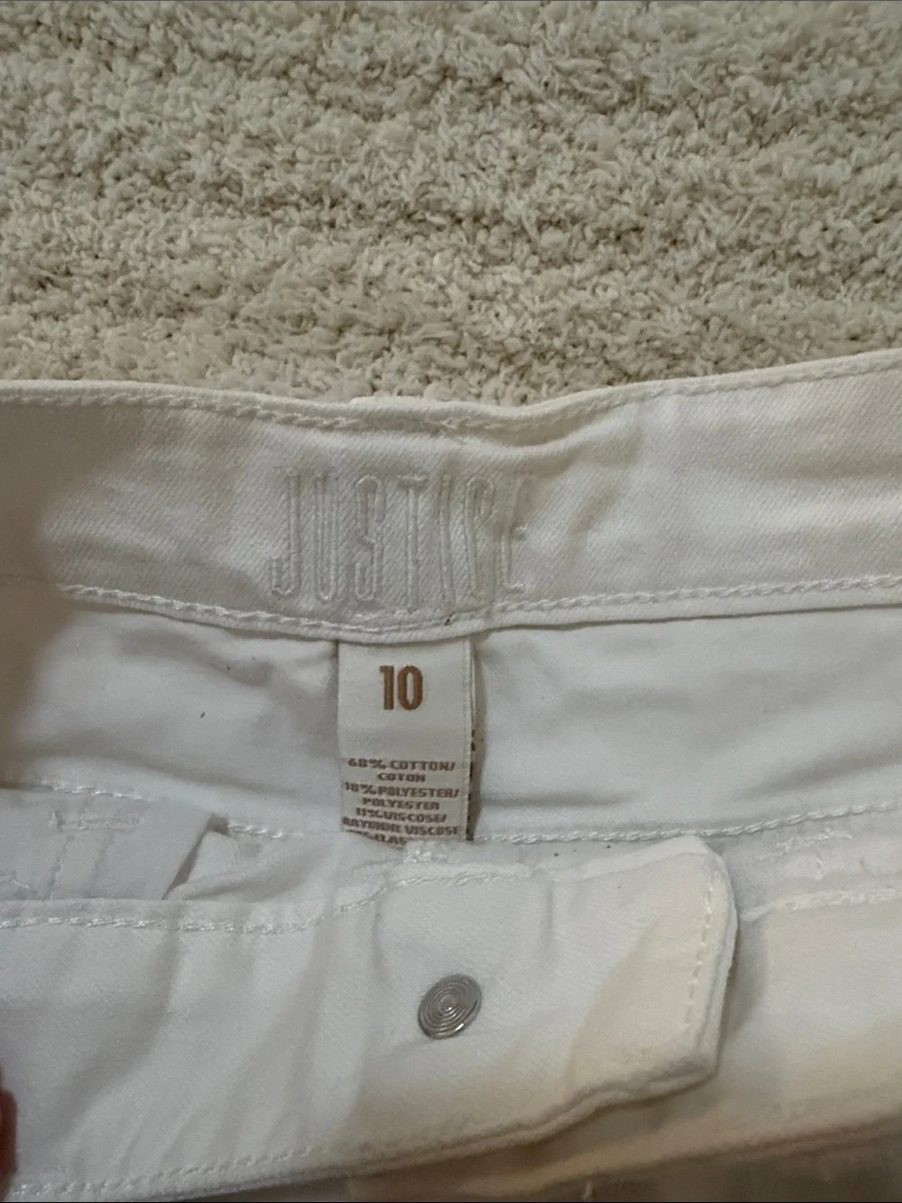 Justice White Frayed Hem Denim Shorts